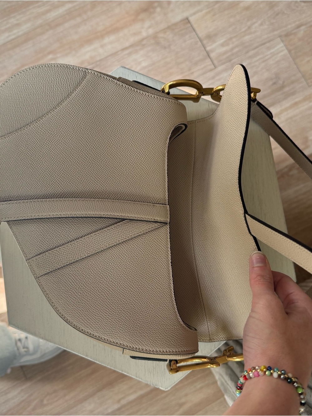 Dior Saddle Bag in Beige Calfskin Leather - Picture 9 of 14